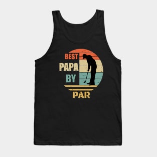 Humor Best Papa By Par Design - Golfing Vintage Sunset - Funny Golfing Design - Golfer Design - Father's Day Gift Tank Top